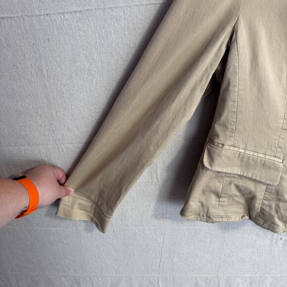7th Avenue Blazer Jacket Size 12 Tan Long Sleeve Lined Workwear with Faux Pocket - Picture 4 of 12